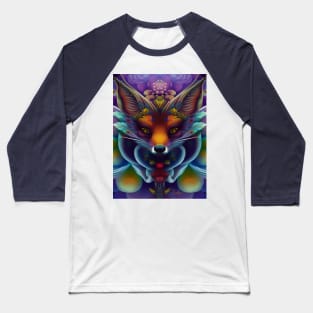 Trippy and Elegant Animal Illustration of a Fox Baseball T-Shirt